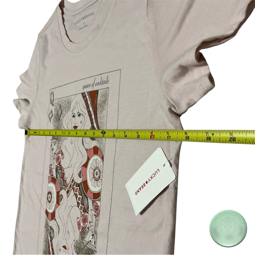 Lucky Brand Women's Queen of Cocktails Classic Crew Tee Pink Size Small NWT - Picture 10 of 14